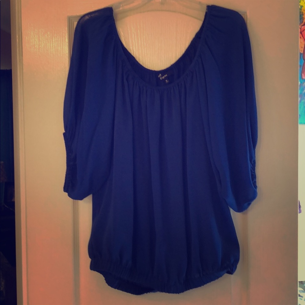 Blue batwing top